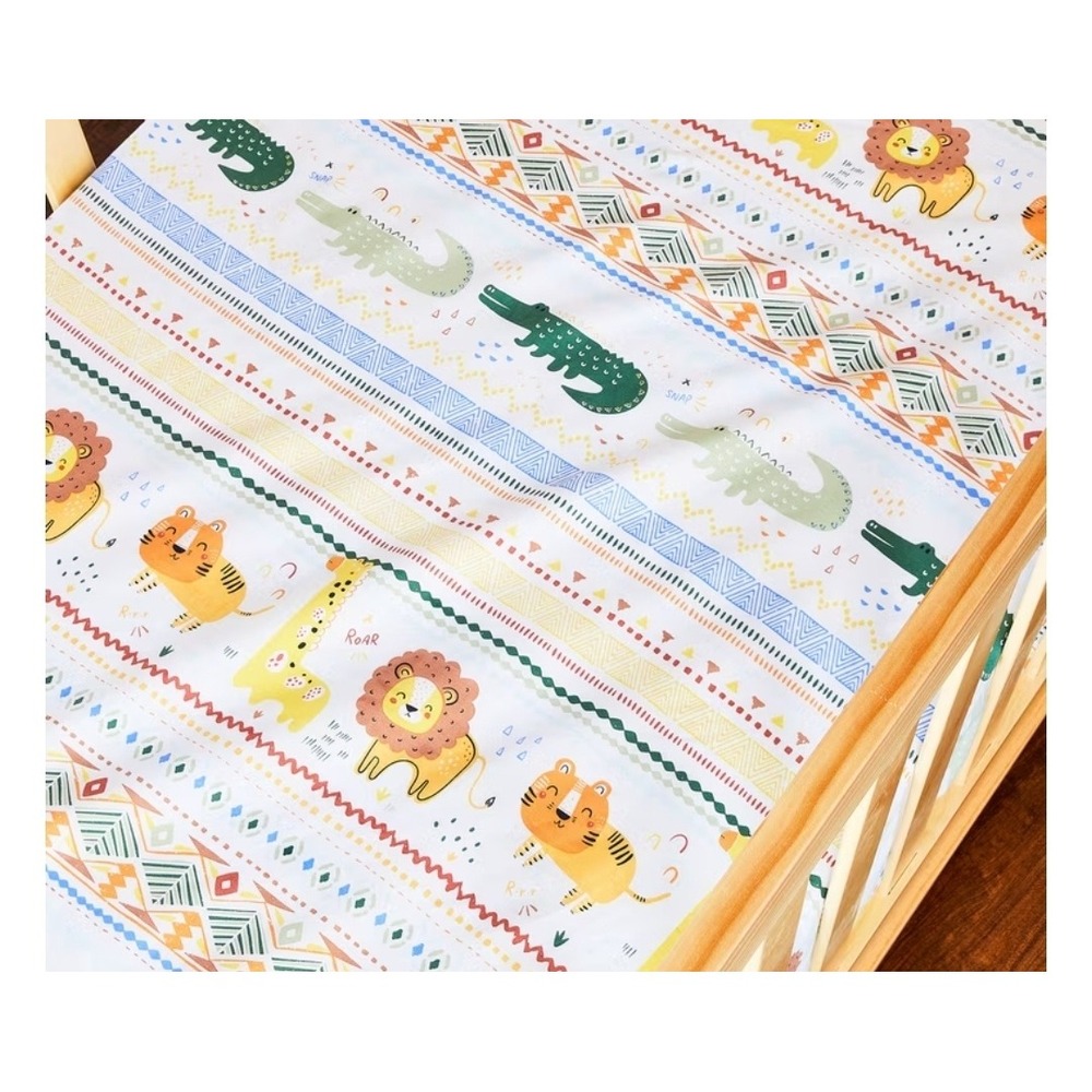 Parent's Choice Size 28x52 Fitted Crib Sheets Baby 2pk Safari Lion Sage Green
